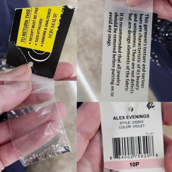 Alex Evenings A-Line Mesh Gown Beaded Illusion Sweetheart Neckline Size 10P NWT - Picture 13 of 16